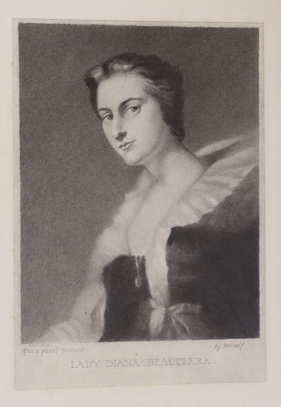 Dorothy Woollard (1886-1986), three pencil / charcoal portraits, ‘Charles, 1st Duke of St Albans’, ‘Lady Diana Beauclerk’, and ‘Hon: Topman Beauclerk’, largest 38 x 30cm